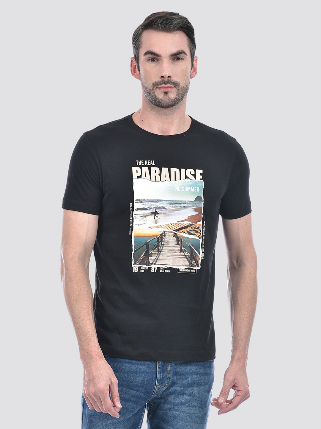 Numero Uno Men Graphic Print Black T-Shirt